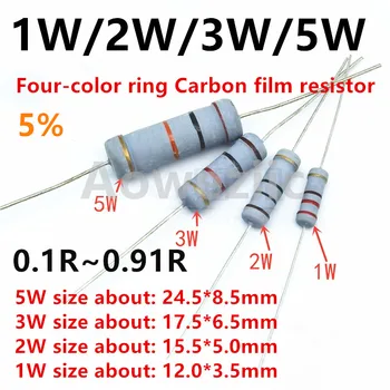 200pcs 2W Carbon film takistid 5% （0.1 R-0.91 R）Ringi Võimsusega Takisti R12J 0.15 R 0.18 R 0.2 RJ 0.22 R 0.24 R 0.27 R 0.3 ΩJ 0.33 R 0.36 Oomi