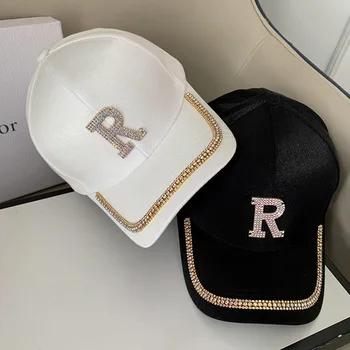 2021 Kevadel Uued Naiste Rhinestone Täht R Baseball Caps Reguleeritav Hip-Hop Mood Läikiv Mütsid Väljas Reisi-Kõik-mängu Mütsid
