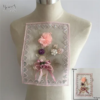 3D-kolmemõõtmeline lille tikandid applique kanga kaunistamiseks ABS pearl litrid õmblemine krae DIY käsitöö tarvikud tarvikud