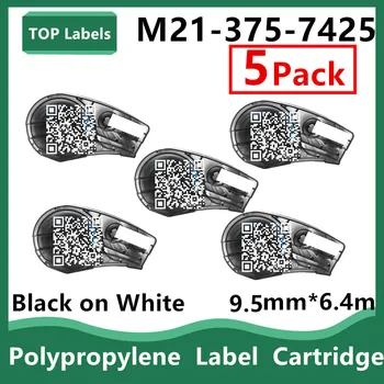 5PK Ühilduv M21-375-7425 Polüpropüleenist Silt Kassett Märke Labeller,Pihuarvutite Label Printer,Must Valgel, 9,5 mm*6.4 m