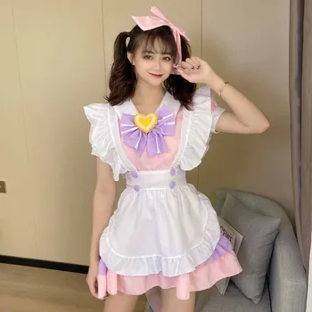 Cosplay Neiu Kostüüm Anime Kleit Roosa ja Valge Põll Kleidi Lolita Vibu Kleit Cosplay Kostüüm Uus