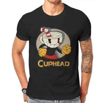 Cuphead Mugman Meeste T-Särgid Vintage Tees Lühikesed Varrukad, Krae ümber T-Särgid, Puuvill Pluss Suurus Tops