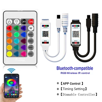 DC12V 24V RGB Kontroller Muusika BT Smart APP kontrolli 24key IR Remote või Bluetooth-ühildub 5050 RGB LED valgus
