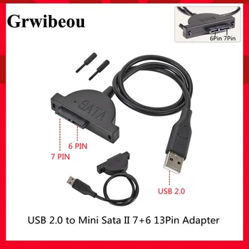 GRWIBEOU USB 2.0 Mini Sata II 7+6 13Pin Adapter Sülearvuti CD/DVD ROM Kahe Drive Converter Kaabel Kruvid ühtlases stiilis 1TK