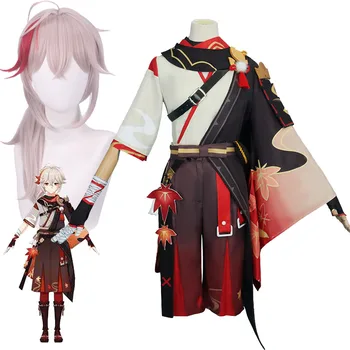 Genshin Mõju Kaedehara Kazuha Cosplay Kostüüm ja Aksessuaarid Inazuma Ronin Warrior Ühtne Sobiks Mängu Parukas Peakatted
