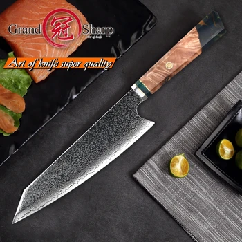 Grandsharp Damascus Köök Noad Jaapani VG10 Roostevabast Terasest 67 Kihid Peakokk Premium Toiduvalmistamis Viilutamine Raiumine, Lõikamine Vahendid