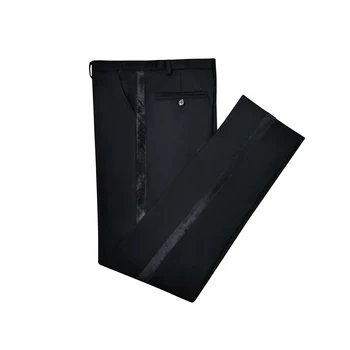 Klassikalises stiilis Smoking Püksid Must Serv Ülikond Püksid Must Satiin kaunistatud püksid 1 tk Mees Pant