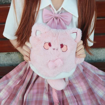 Lolita Pehme Karvane Tüdruk õlakott, Cosplay Jaapani Kawaii JK Ühtne Nukud Käekott Super Armas Kass Palus Messenger Bag Magus