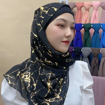Moslemi Pruunistavate Suurrätikud Naiste Hijabs koos Ronida Gold Glitter Hijabs Sall Headscarf Wrap Värv Hijabs Sall Headscarf 2021