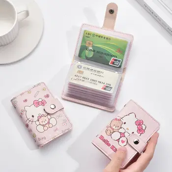 Sanrios Hello Kittys Suure Mahutavusega Kaardi Omanik Anime Kawaii Cartoon Multi-Kaardi Pesa, Ultra-Õhuke Nahk Juhul Nahktoodete Kingitus