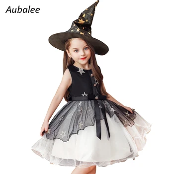 Tüdrukud Lapsed Halloween Wizard Kostüüm Varrukateta Printsess Kleit Hommikumantlid Nõid Cosplay Isiku Sünnipäev Tutu Kleit Kena KINGITUS
