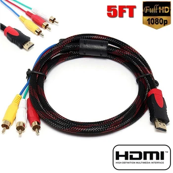 USA 5Ft HDMI 3-RCA-Video Audio AV Component Converter-Adapter-Kaabel HDTV