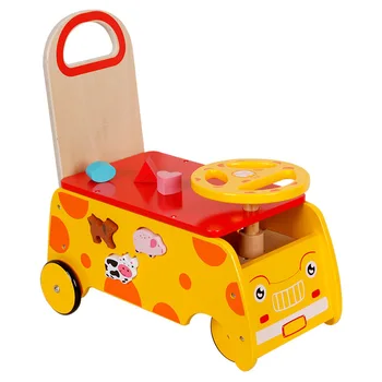 Uued trendid cartoon Puidust Kaelkirjak multi-funktsionaalne baby walker puzzle mänguasjad, lapsed kingitus Kõrge kvaliteedi Montessori puidust mänguasjad