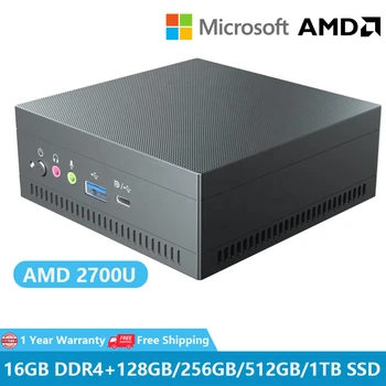 Ventilaatorita Tulus AMD Ryzen R7 2700U Mini PC Windows 10 16GB DDR4 Graafika 4K UHD Nvme SSD Desktop Office Hasartmängude Arvuti USB 3.0