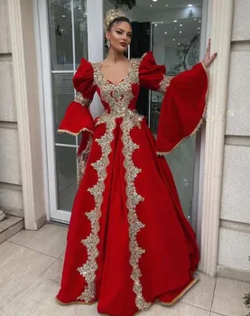 pluss suurus, punane tikitud õhtukleit Gold Lace Põletatud Varrukad Red Prom Kleit Victoria Pruudi Kleit fancy kleit custom made